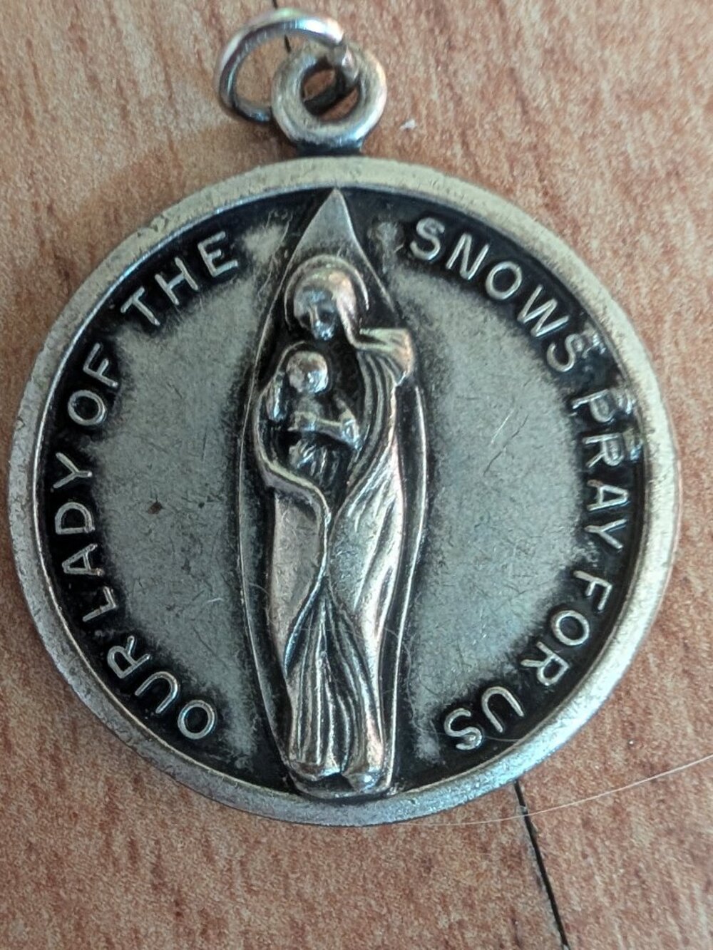 Catholic Virgin Mary Pendant - Our Lady of the Snows - Vintage Protection Medal